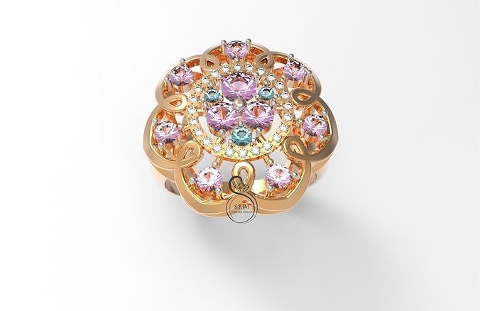 Symmetric flower ring  3D print model