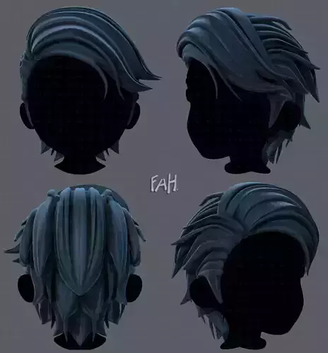 3D Hair style for boy V52 Low-poly 3D model