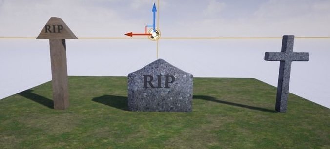 3D Grave Collection three gravestones with arrows pointing Free low-poly 3D model