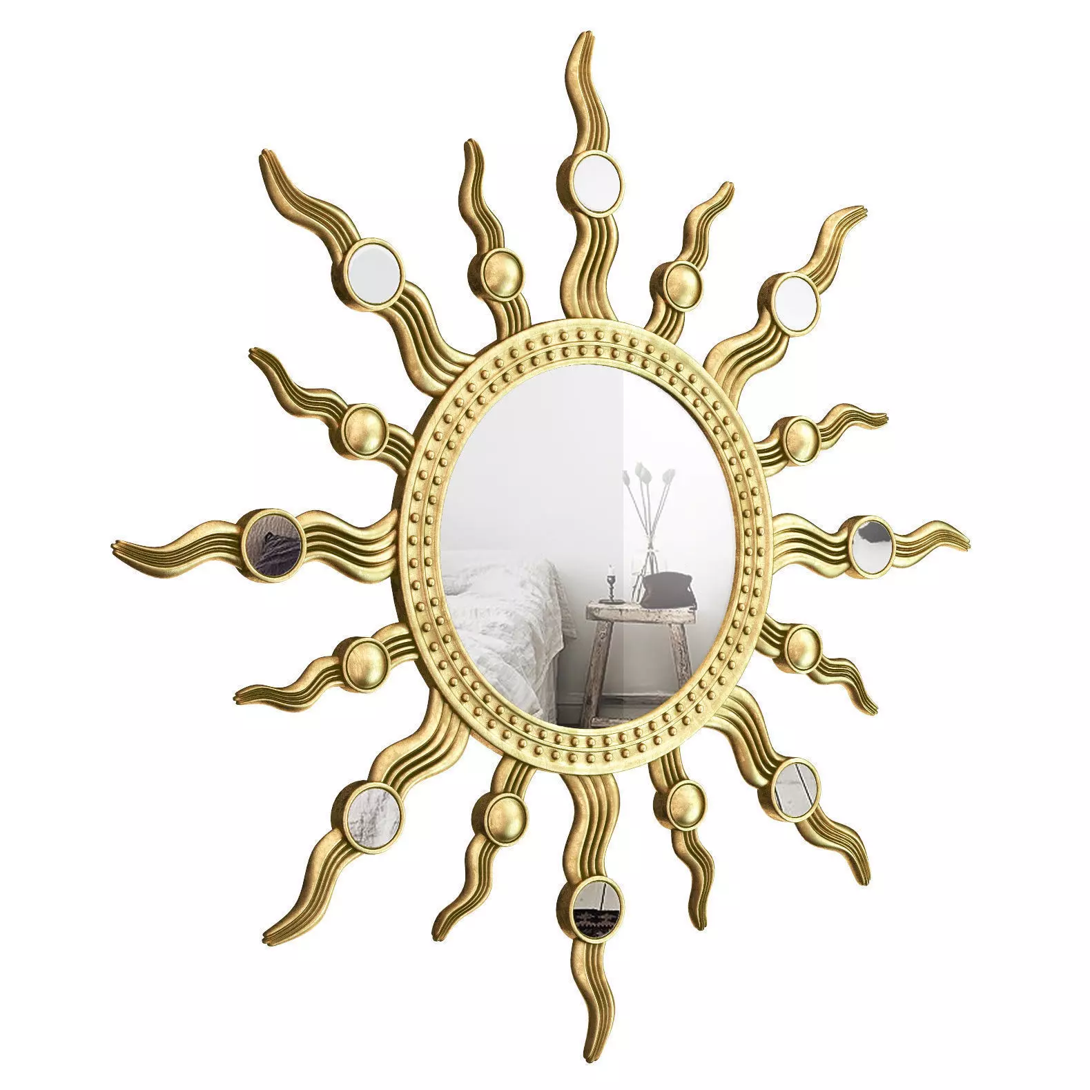 Sunburst Wall Mirror IVYB4946 3D model_0