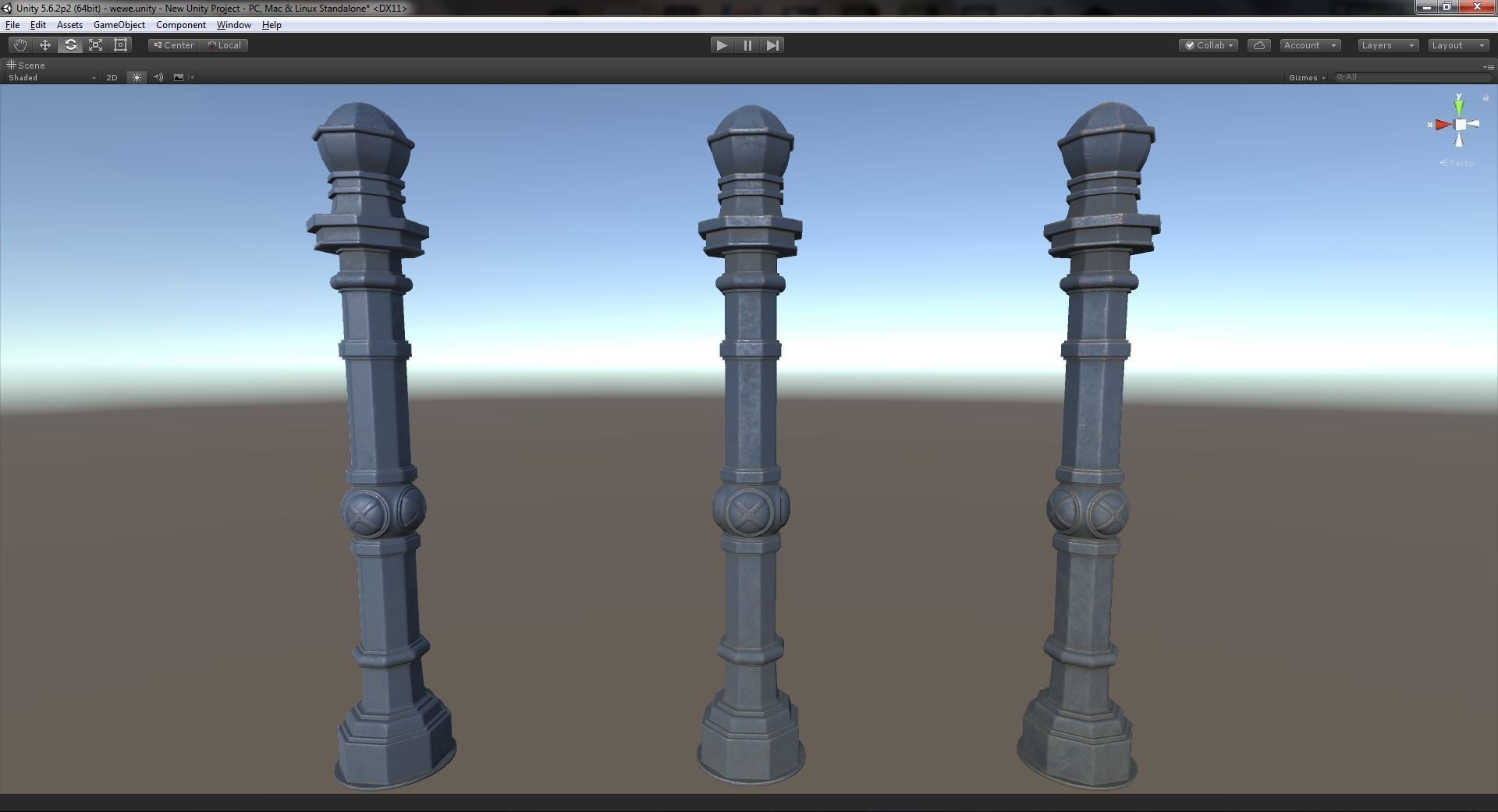 Barrier Bollard Pack 2 v5 Blue Three Texture Options Low-poly 3D model_16