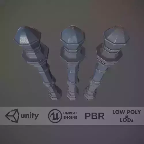 Barrier Bollard Pack 2 v5 Blue Three Texture Options