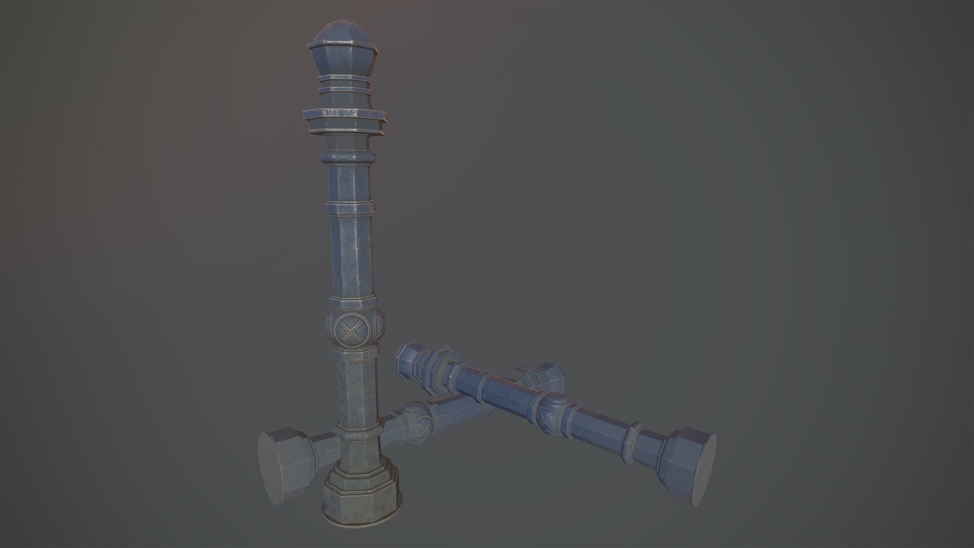 Barrier Bollard Pack 2 v5 Blue Three Texture Options Low-poly 3D model_10