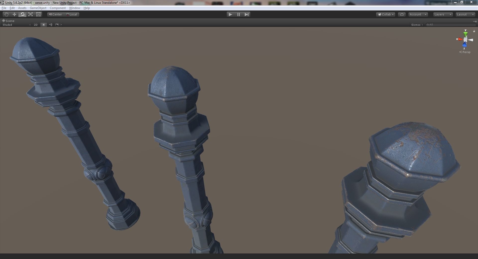 Barrier Bollard Pack 2 v5 Blue Three Texture Options Low-poly 3D model_17