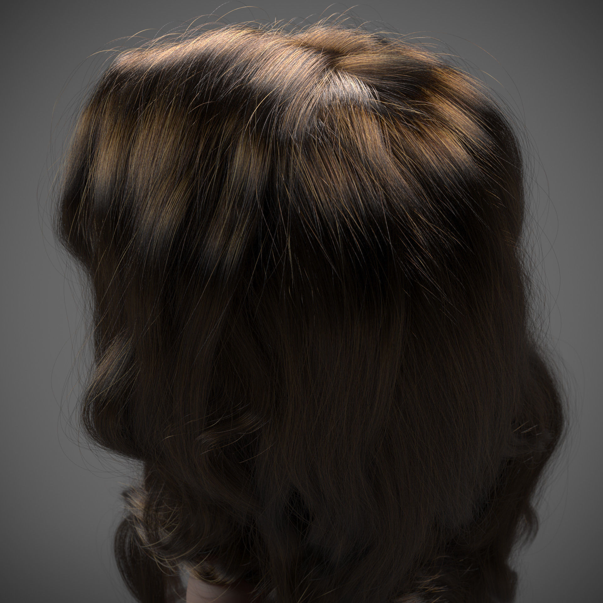 Girl long curly hair for production render with all modifiers 3D model_12