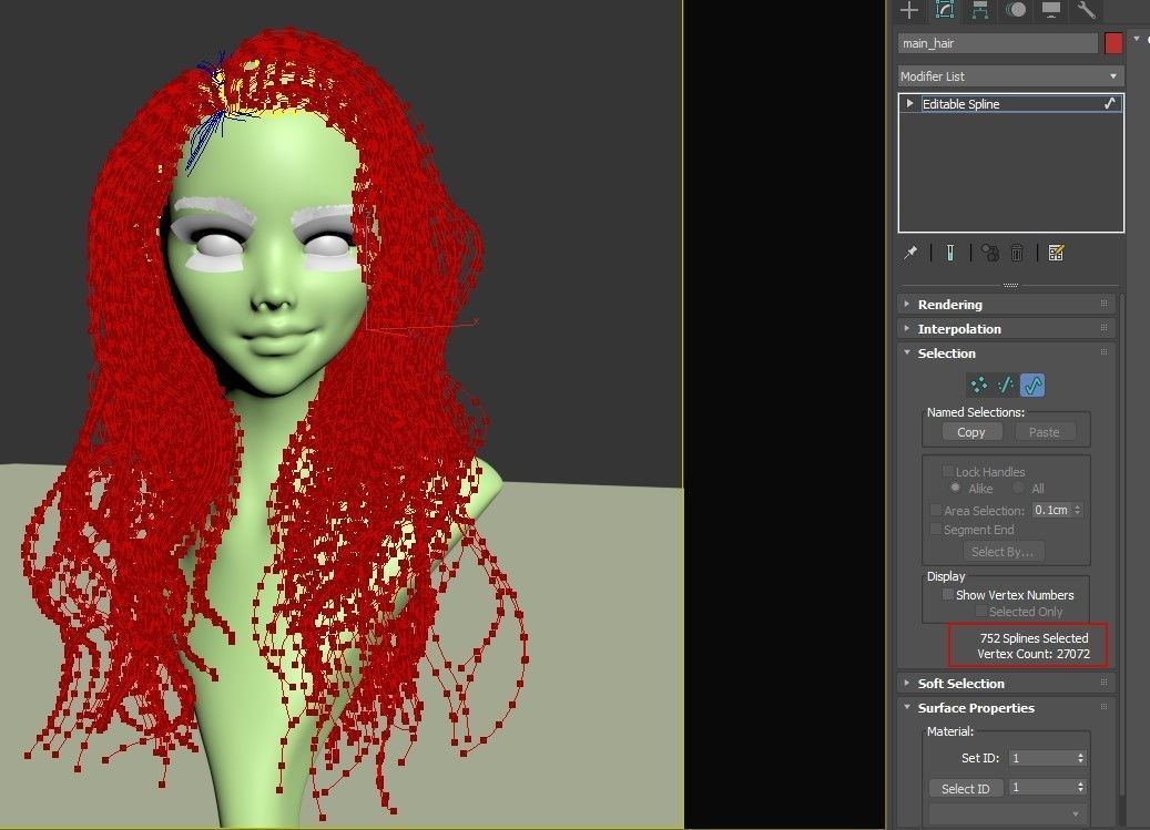 Girl long curly hair for production render with all modifiers 3D model_17