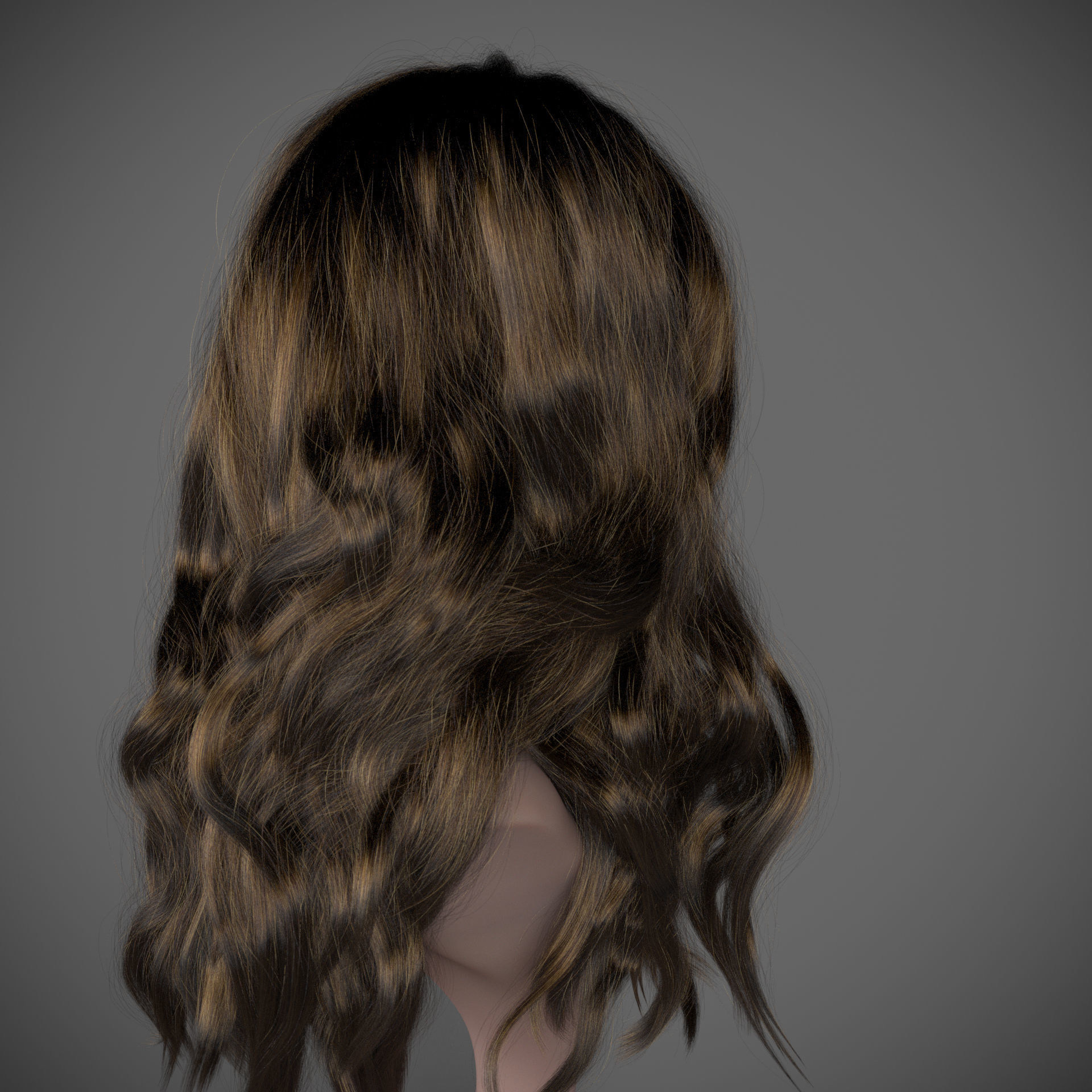 Girl long curly hair for production render with all modifiers 3D model_5