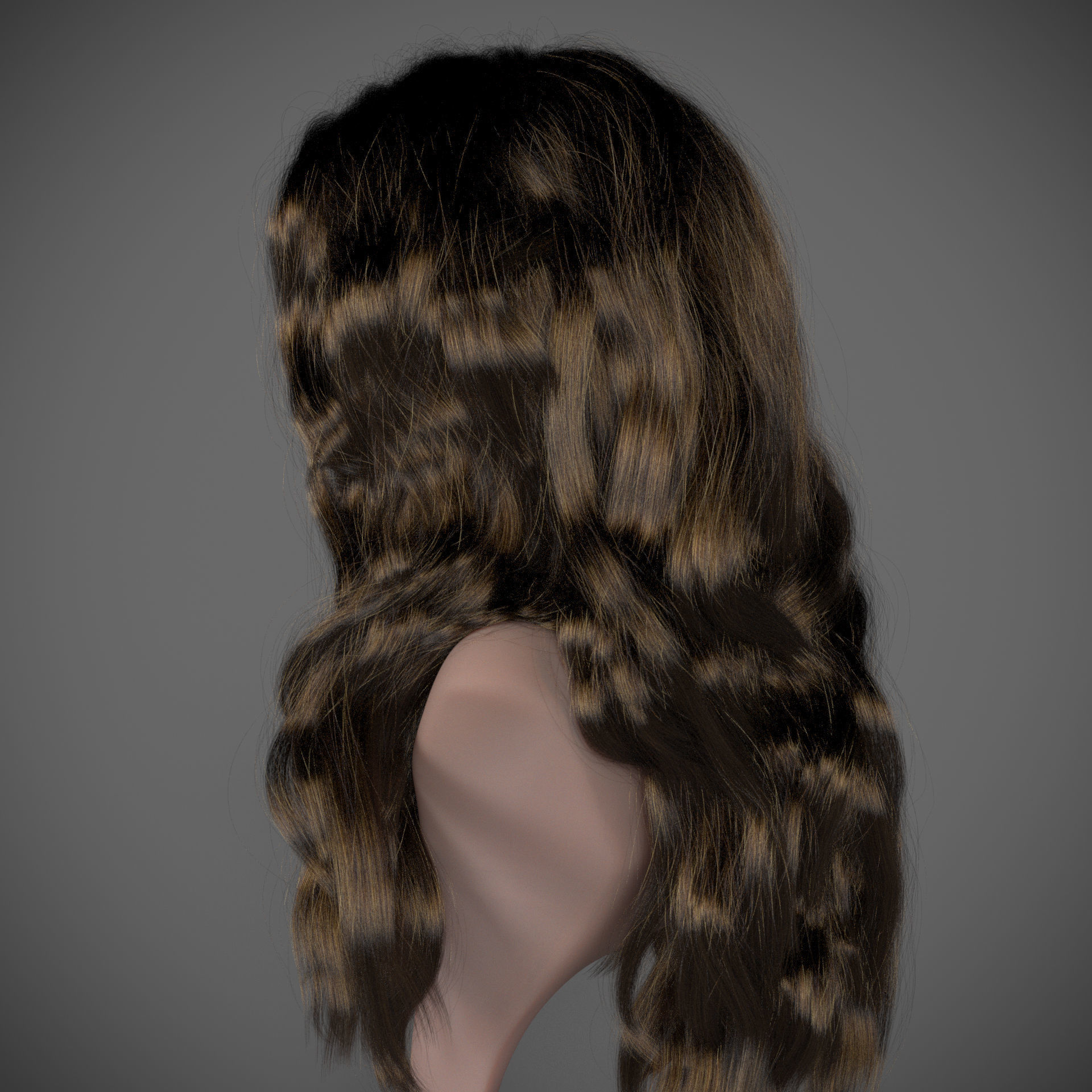 Girl long curly hair for production render with all modifiers 3D model_8
