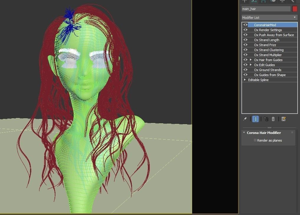 Girl long curly hair for production render with all modifiers 3D model_18