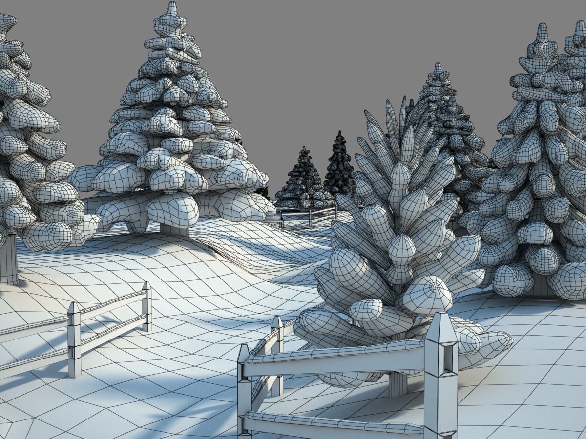 Snowy Outdoor Scene 3D model_15