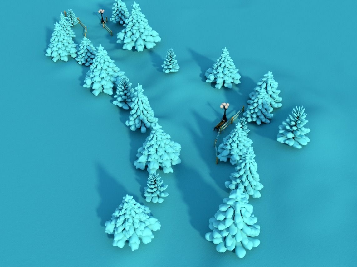 Snowy Outdoor Scene 3D model_3