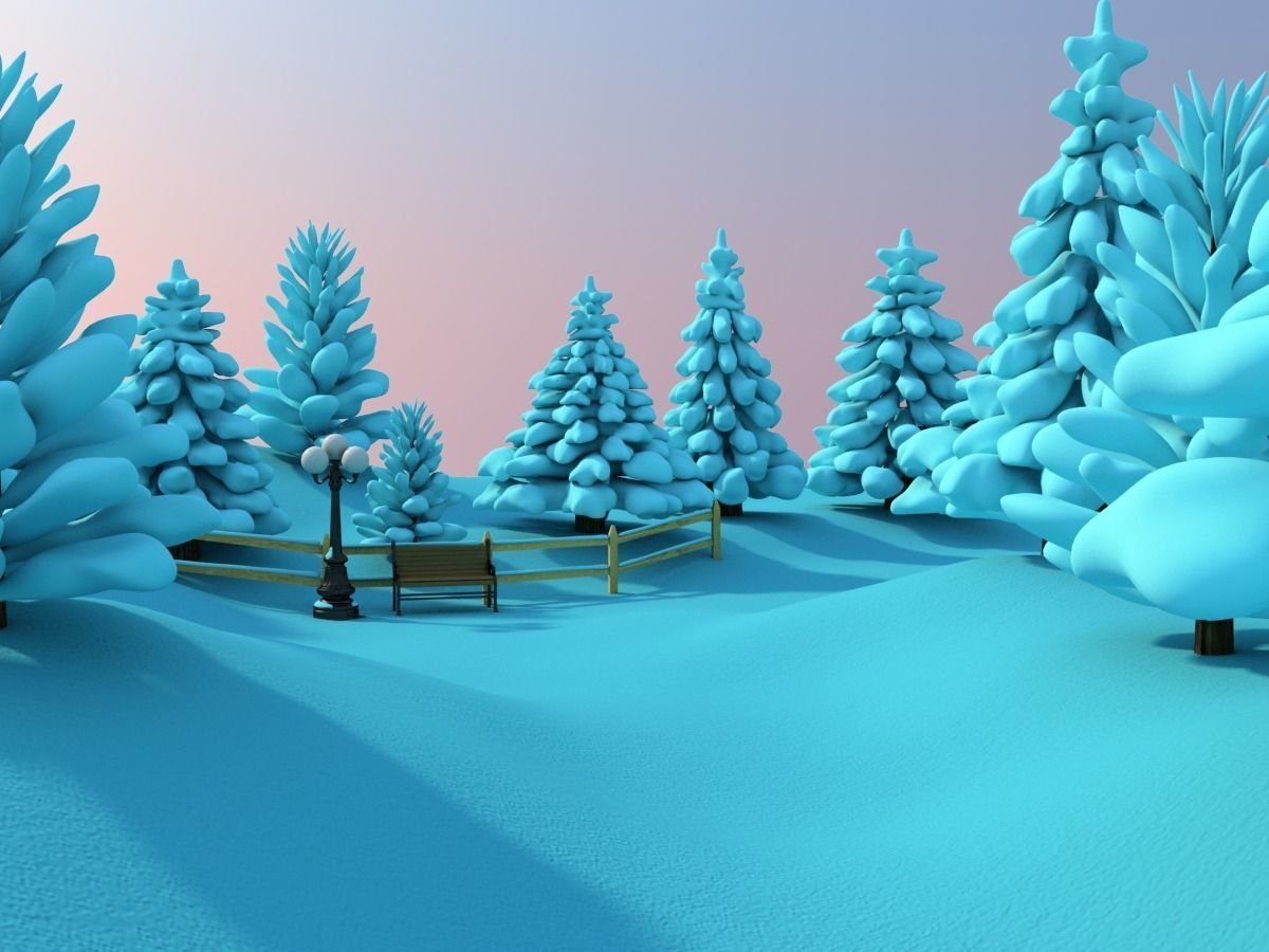 Snowy Outdoor Scene 3D model_8