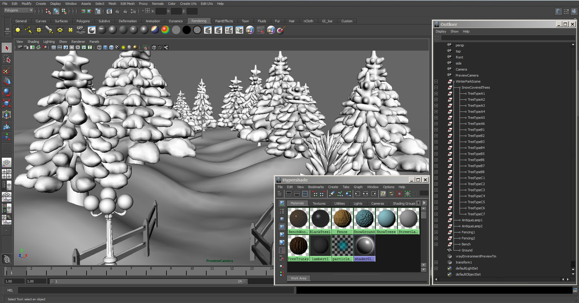 Snowy Outdoor Scene 3D model_14