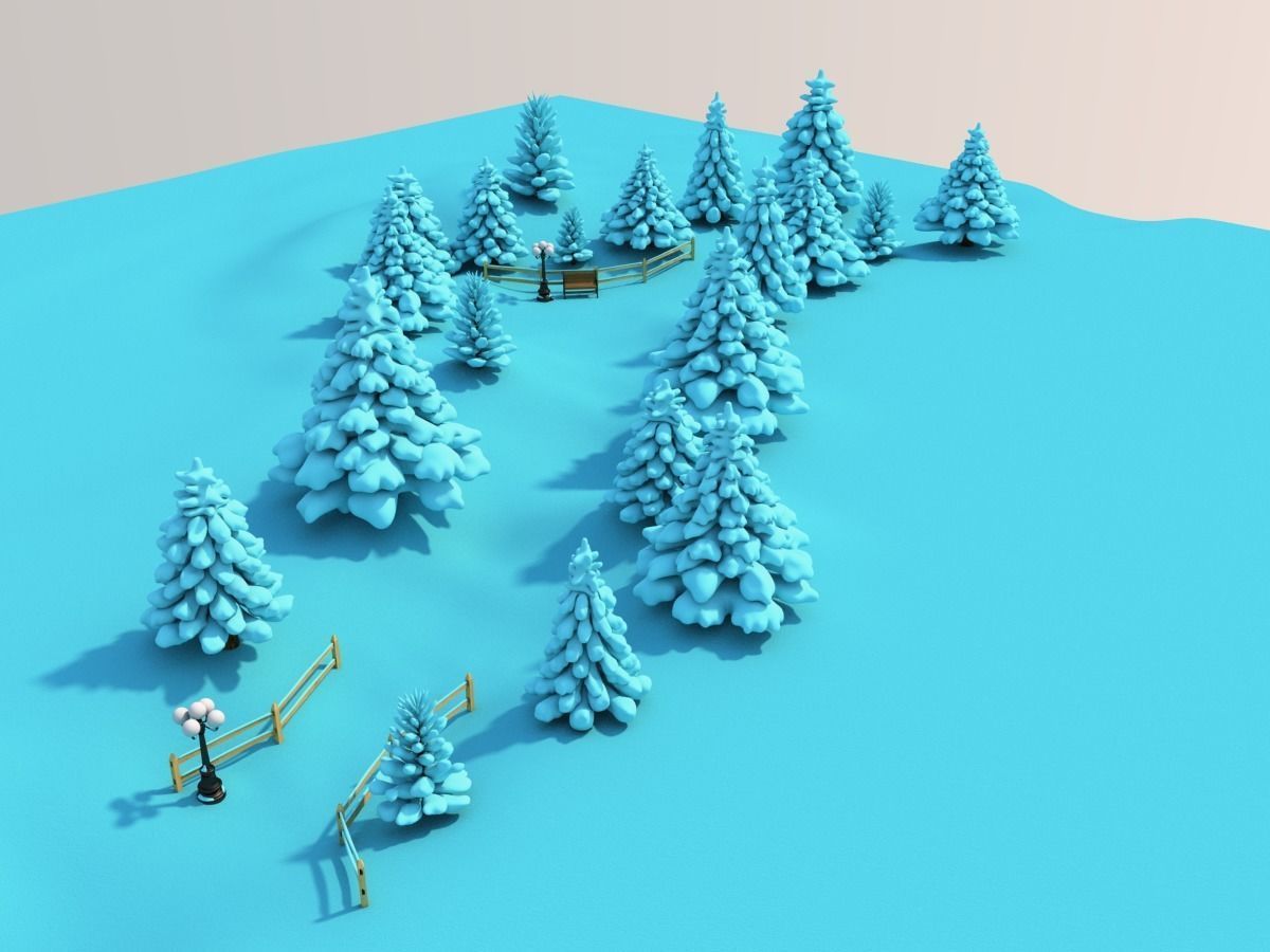 Snowy Outdoor Scene 3D model_12