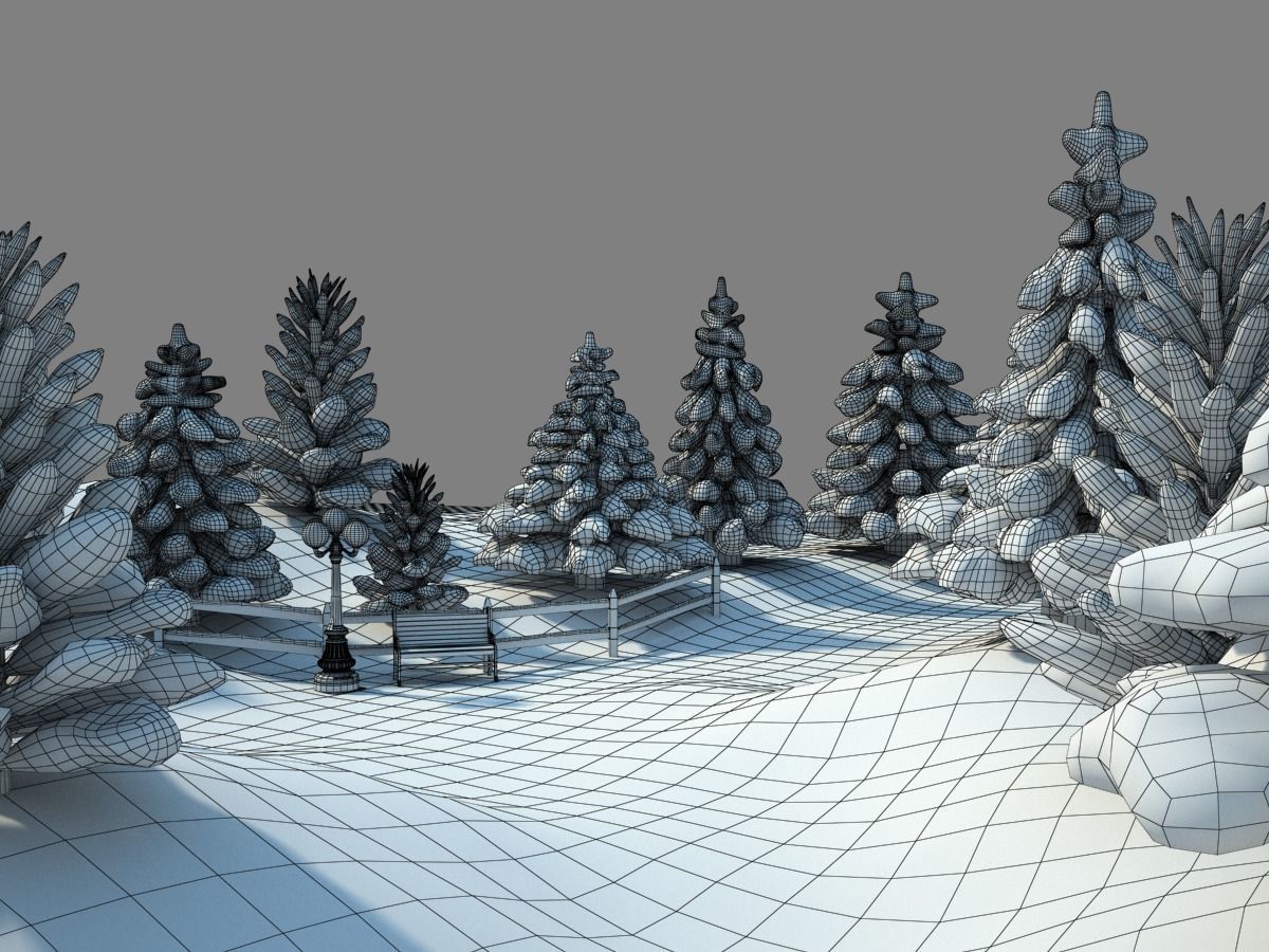 Snowy Outdoor Scene 3D model_20