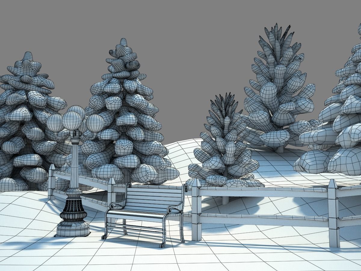 Snowy Outdoor Scene 3D model_18