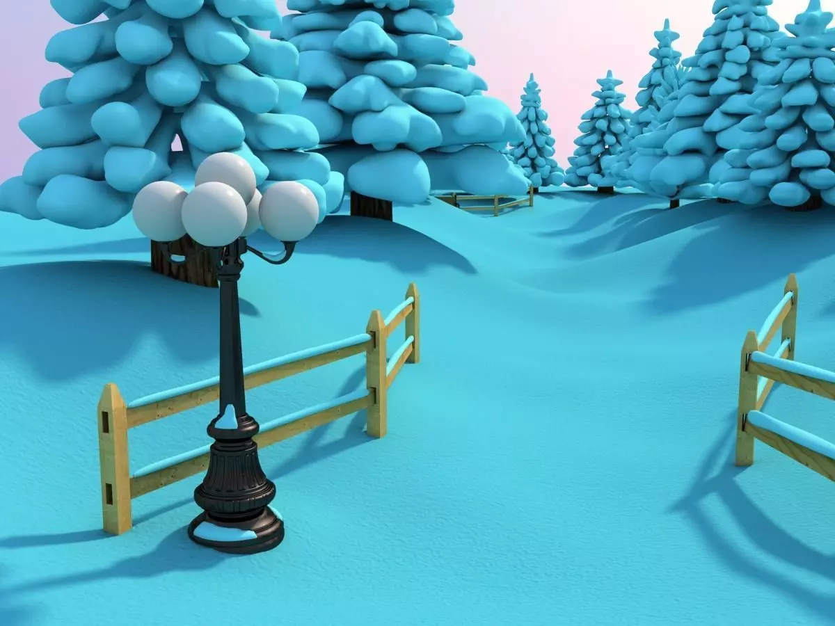 Snowy Outdoor Scene 3D model_0