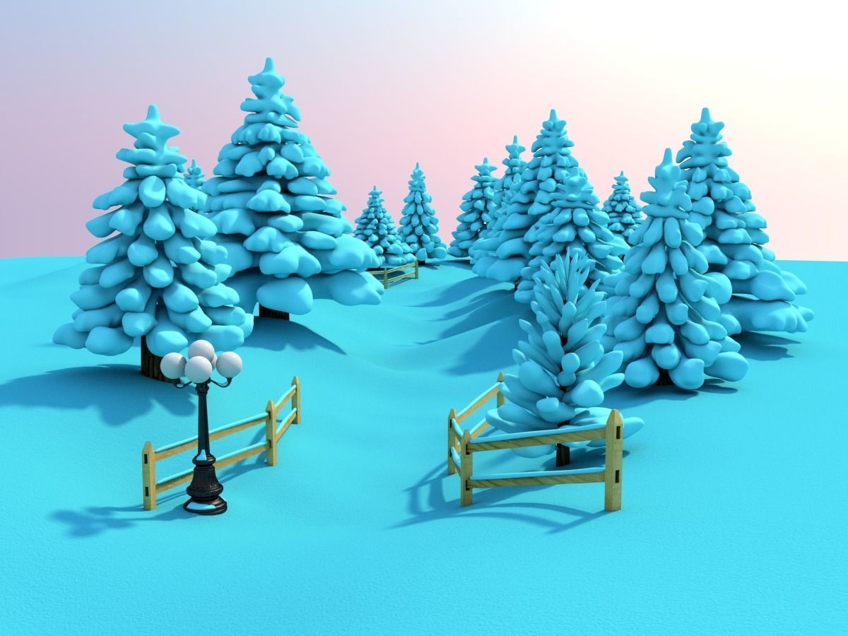 Snowy Outdoor Scene 3D model_11