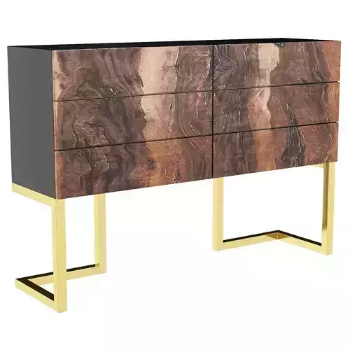 Chest on legs and with 6 drawers