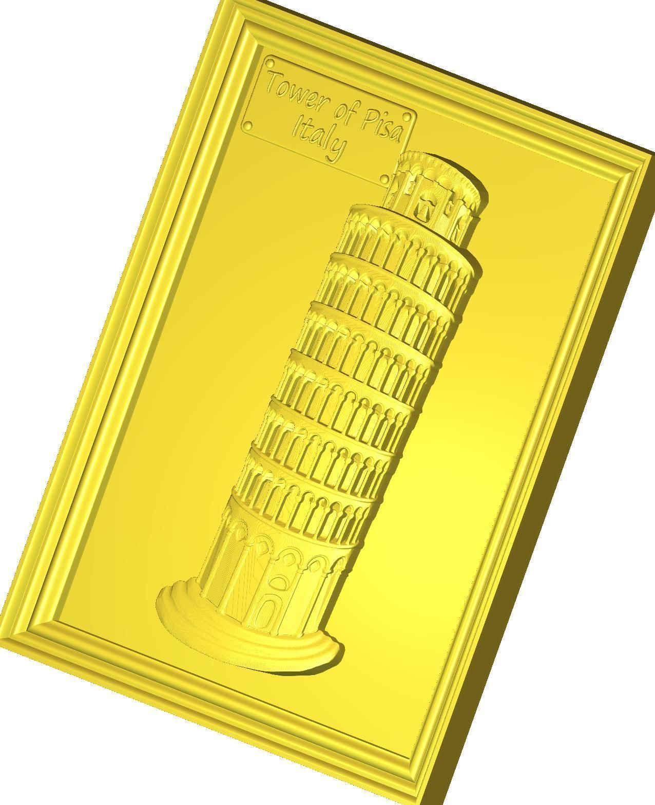 Leaning Tower of Pisa Panno STL File for CNC Relief engraving 3D model_11