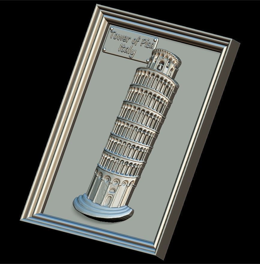 Leaning Tower of Pisa Panno STL File for CNC Relief engraving 3D model_1