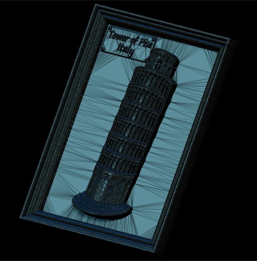 Leaning Tower of Pisa Panno STL File for CNC Relief engraving 3D model_4