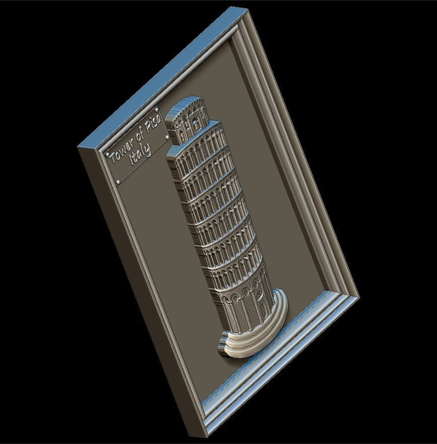 Leaning Tower of Pisa Panno STL File for CNC Relief engraving 3D model_2