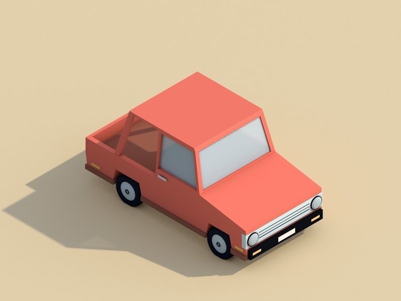 Cartoon Low Poly Toy Car Free low-poly 3D model_2