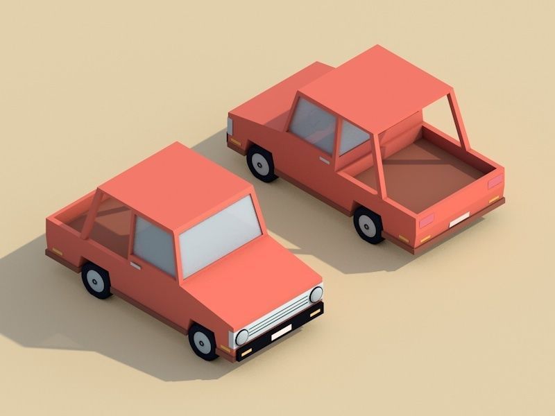 Cartoon Low Poly Toy Car Free low-poly 3D model_1