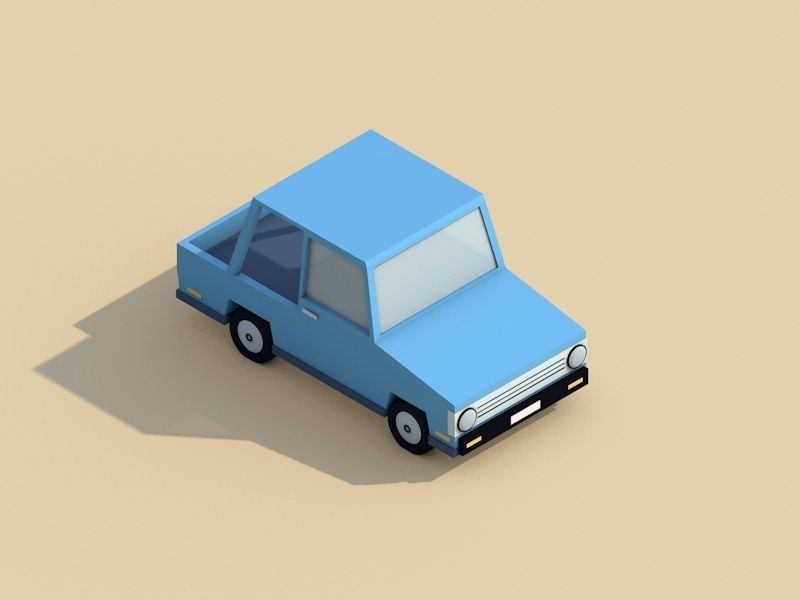 Cartoon Low Poly Toy Car Free low-poly 3D model_4