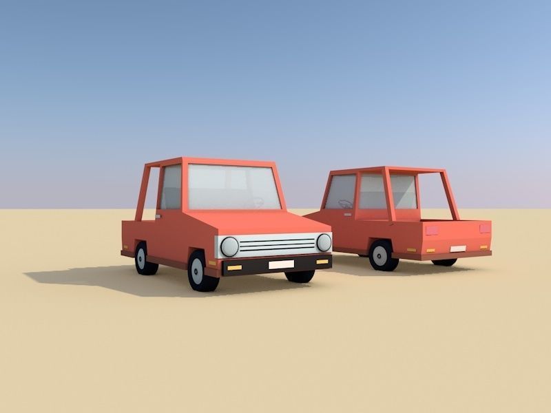 Cartoon Low Poly Toy Car Free low-poly 3D model_6