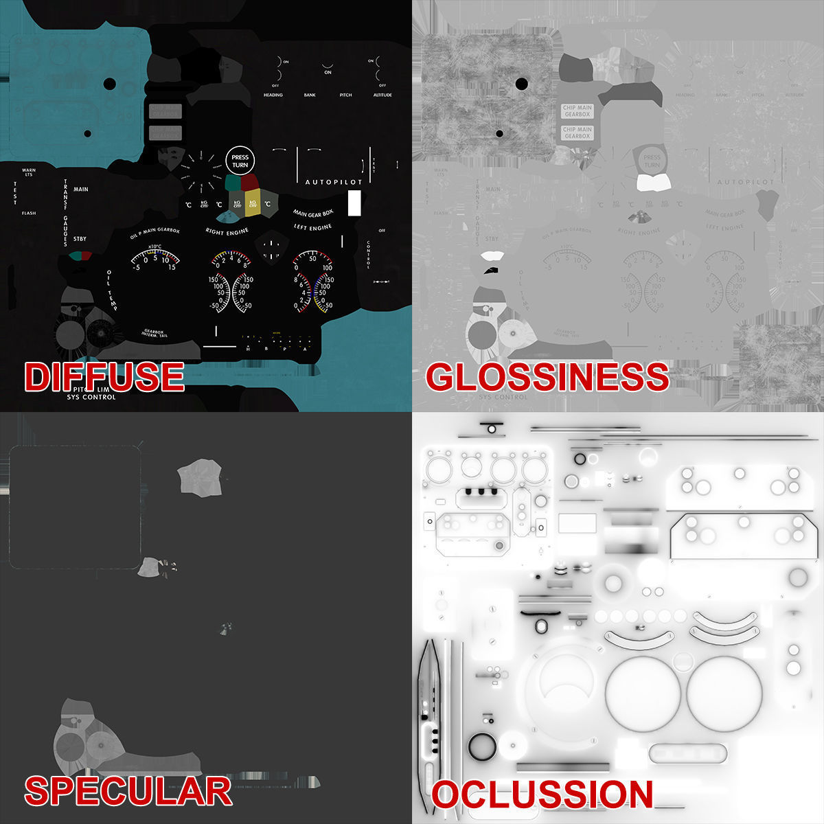 Mi-8MT Mi-17MT Central Panels Board English Low-poly 3D model_32