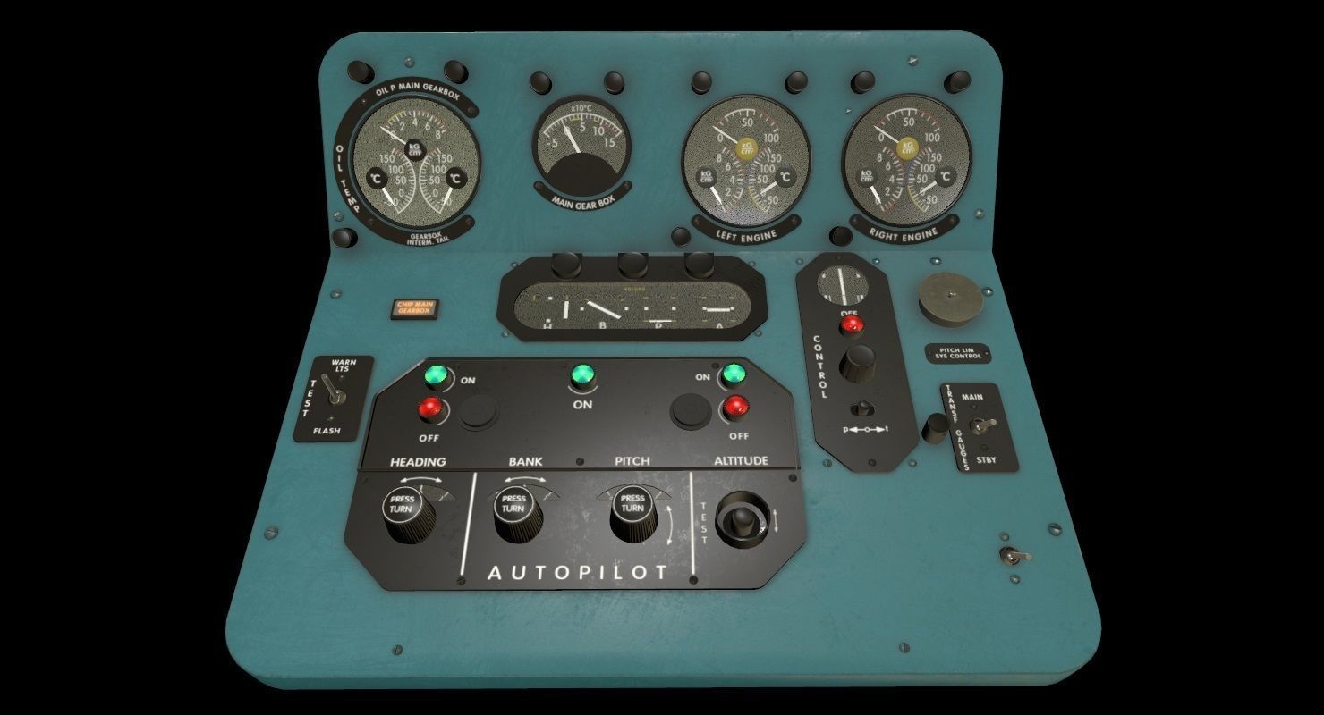 Mi-8MT Mi-17MT Central Panels Board English Low-poly 3D model_1