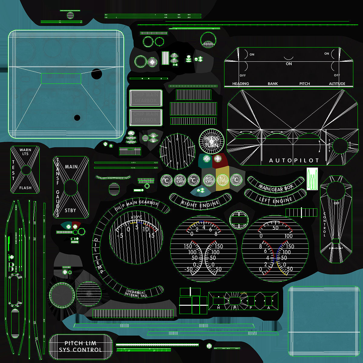 Mi-8MT Mi-17MT Central Panels Board English Low-poly 3D model_33