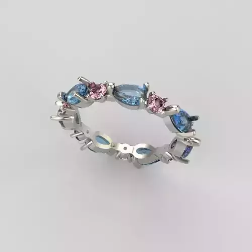 Women Ring design with gems  3dm stl 3D print model