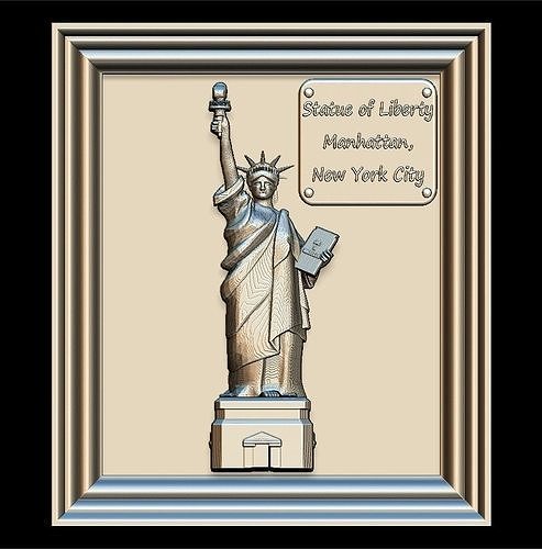 Liberty Statue Panno STL File for CNC Relief engraving 3D model