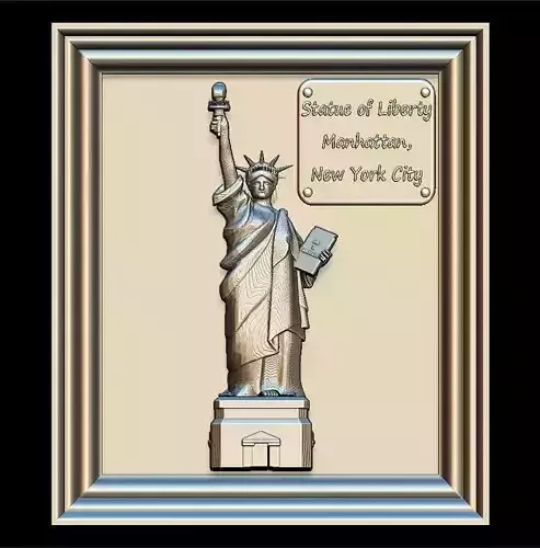 Liberty Statue Panno STL File for CNC Relief engraving 3D model