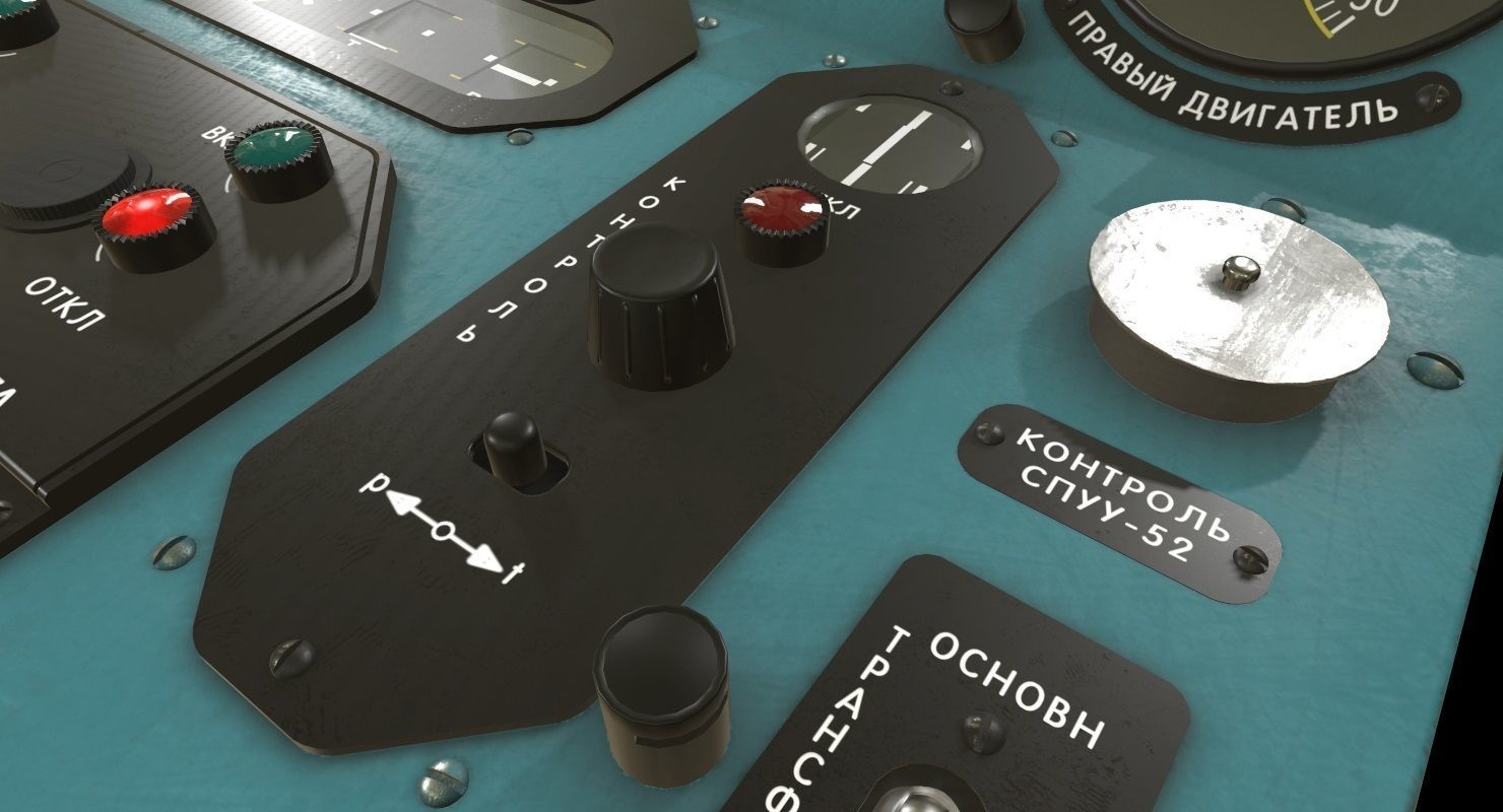 Mi-8MT Mi-17MT Central Panels Board Russian Low-poly 3D model_3