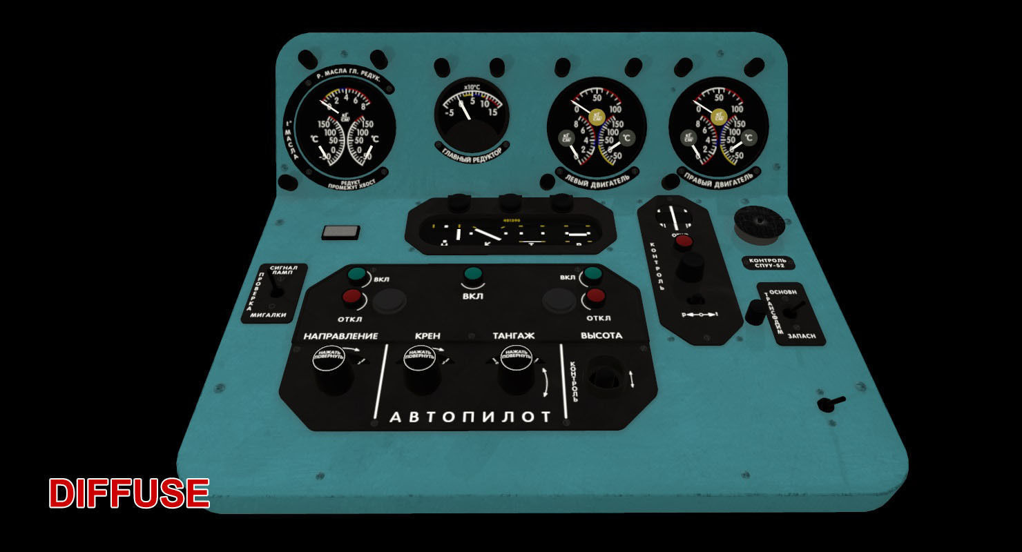 Mi-8MT Mi-17MT Central Panels Board Russian Low-poly 3D model_23