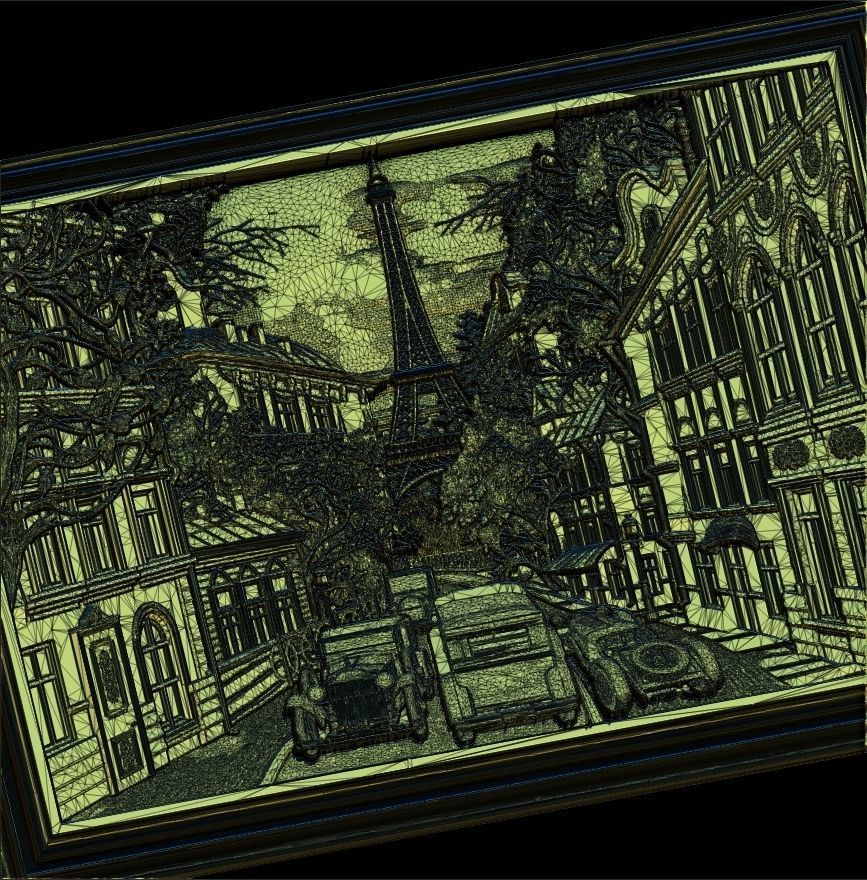 Paris Panno with Classic Cars STL File for CNC Relief engraving 3D model_5