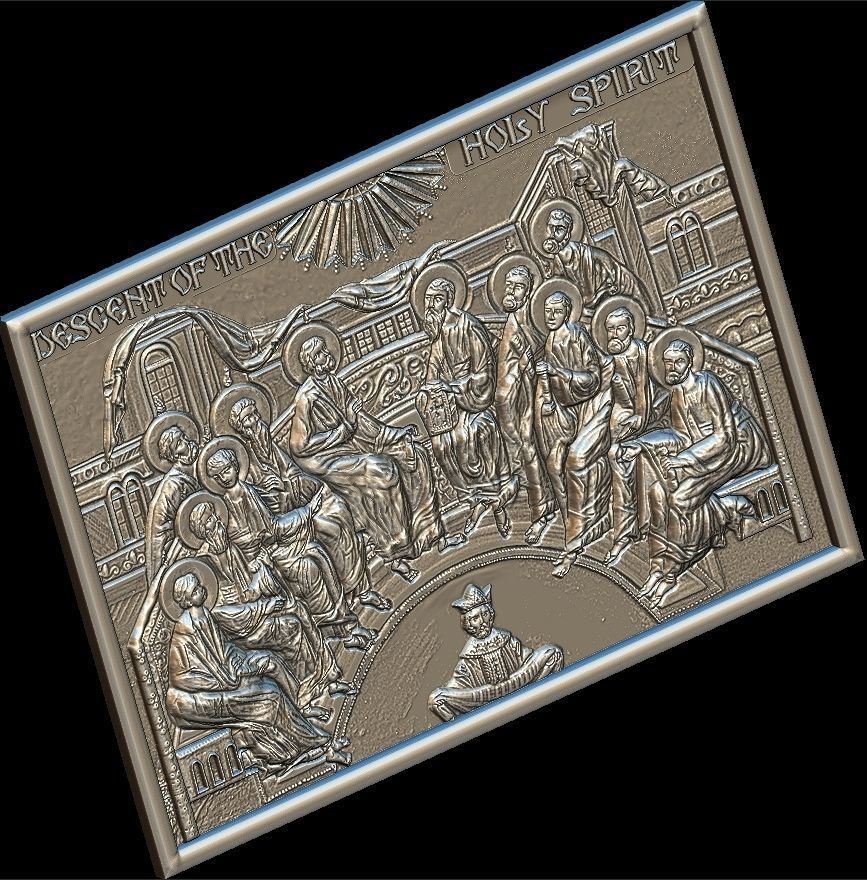 Descent Of The Holy Spirit STL File for CNC Relief engraving 3D model_2