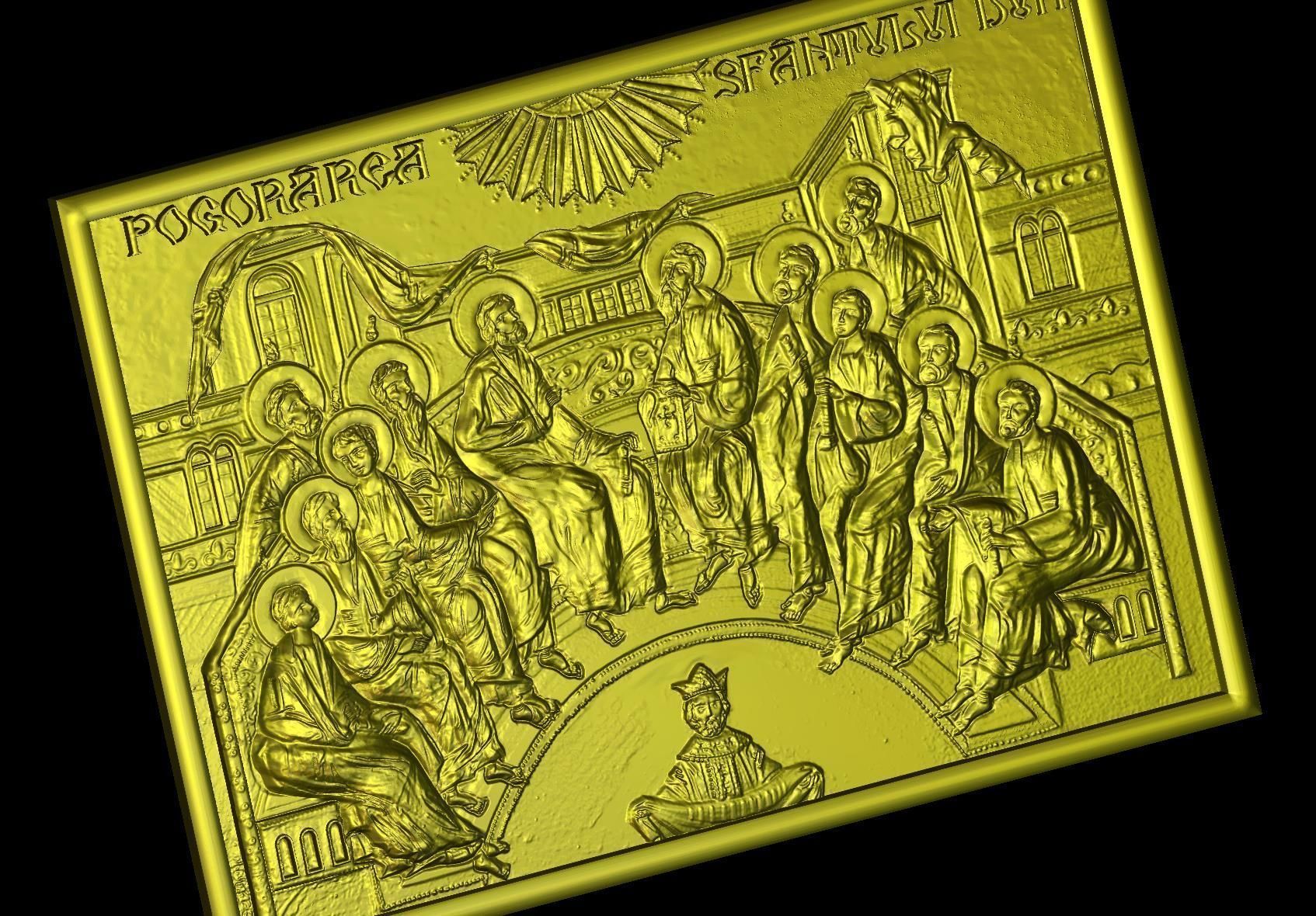 Descent Of The Holy Spirit STL File for CNC Relief engraving 3D model_16