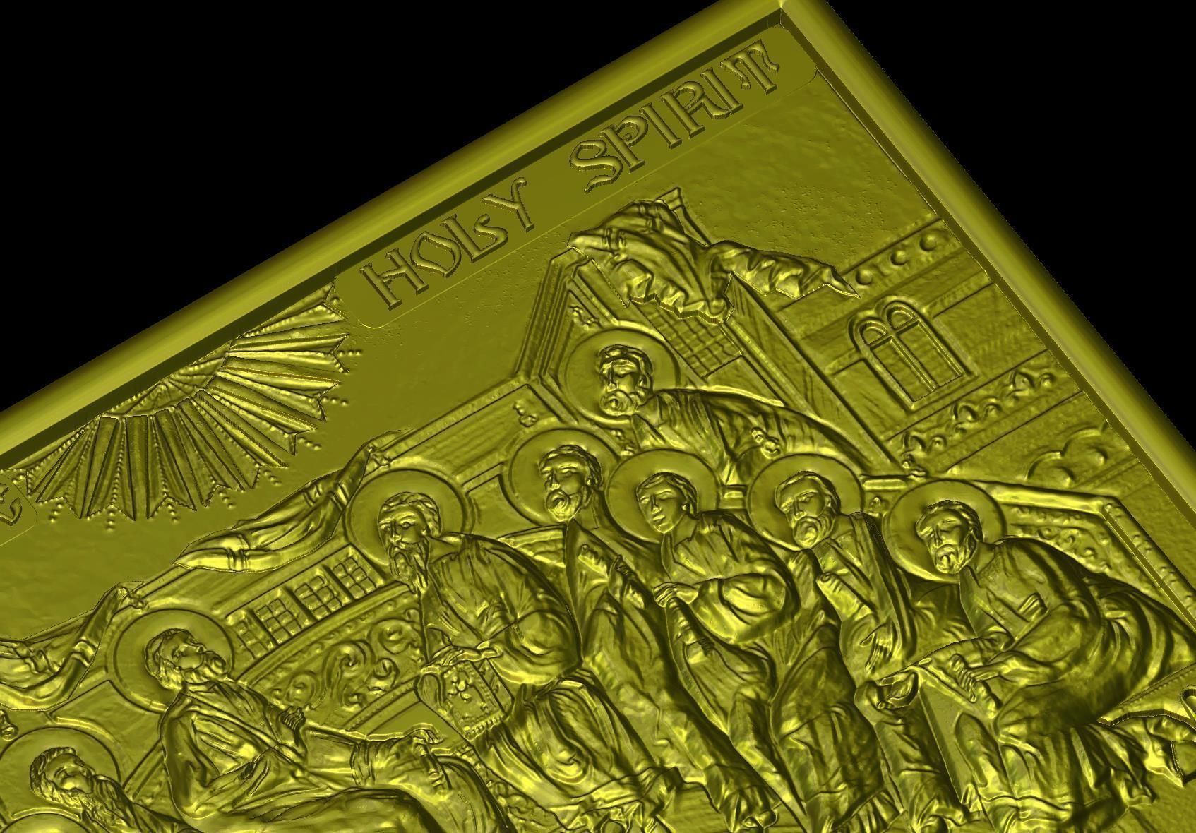 Descent Of The Holy Spirit STL File for CNC Relief engraving 3D model_13