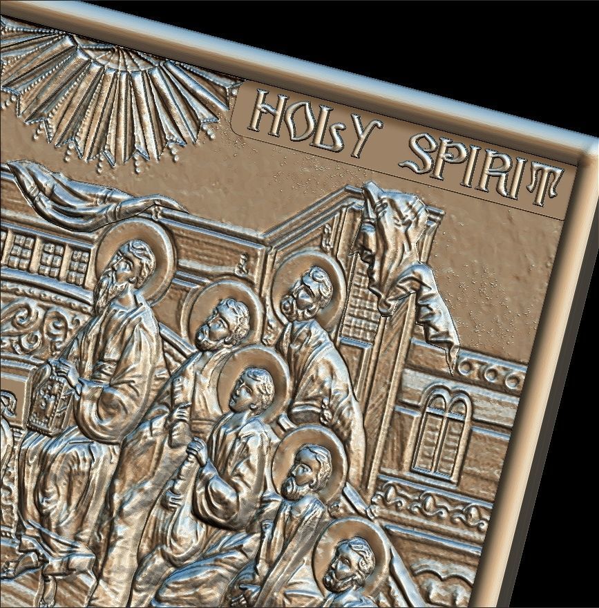 Descent Of The Holy Spirit STL File for CNC Relief engraving 3D model_3
