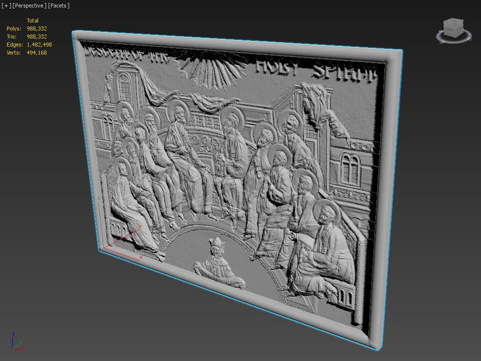 Descent Of The Holy Spirit STL File for CNC Relief engraving 3D model_9