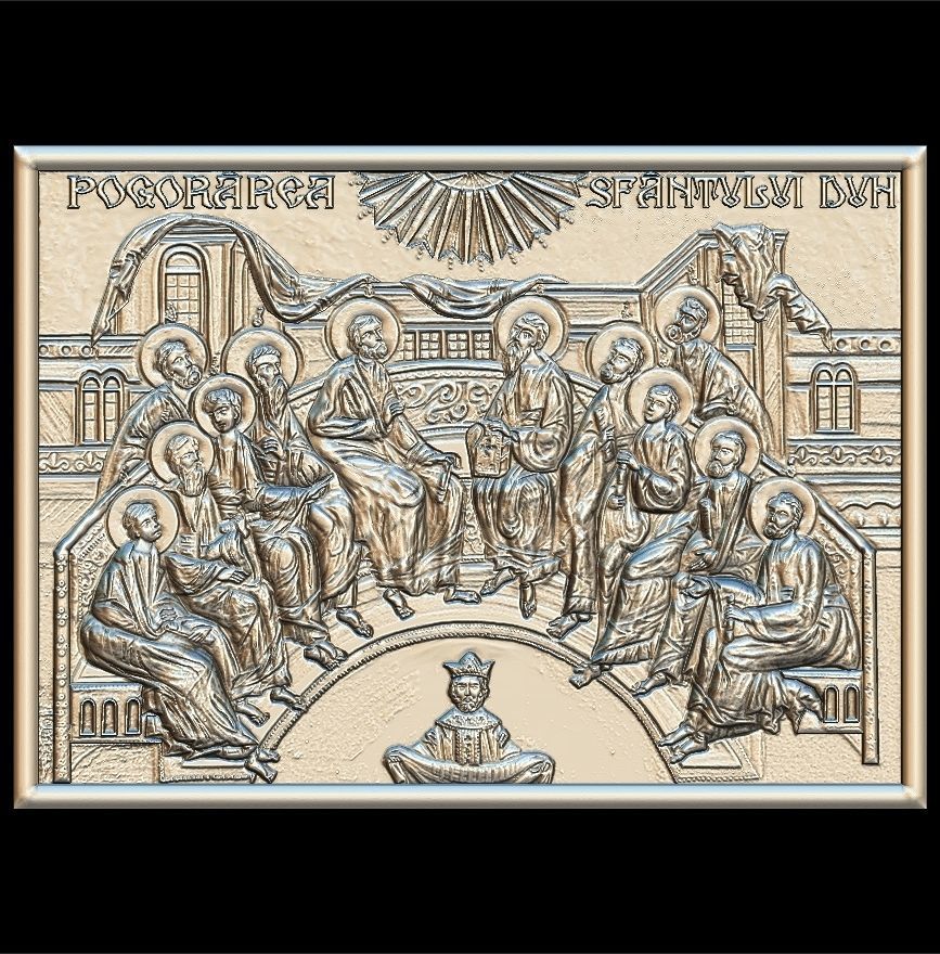 Descent Of The Holy Spirit STL File for CNC Relief engraving 3D model_19