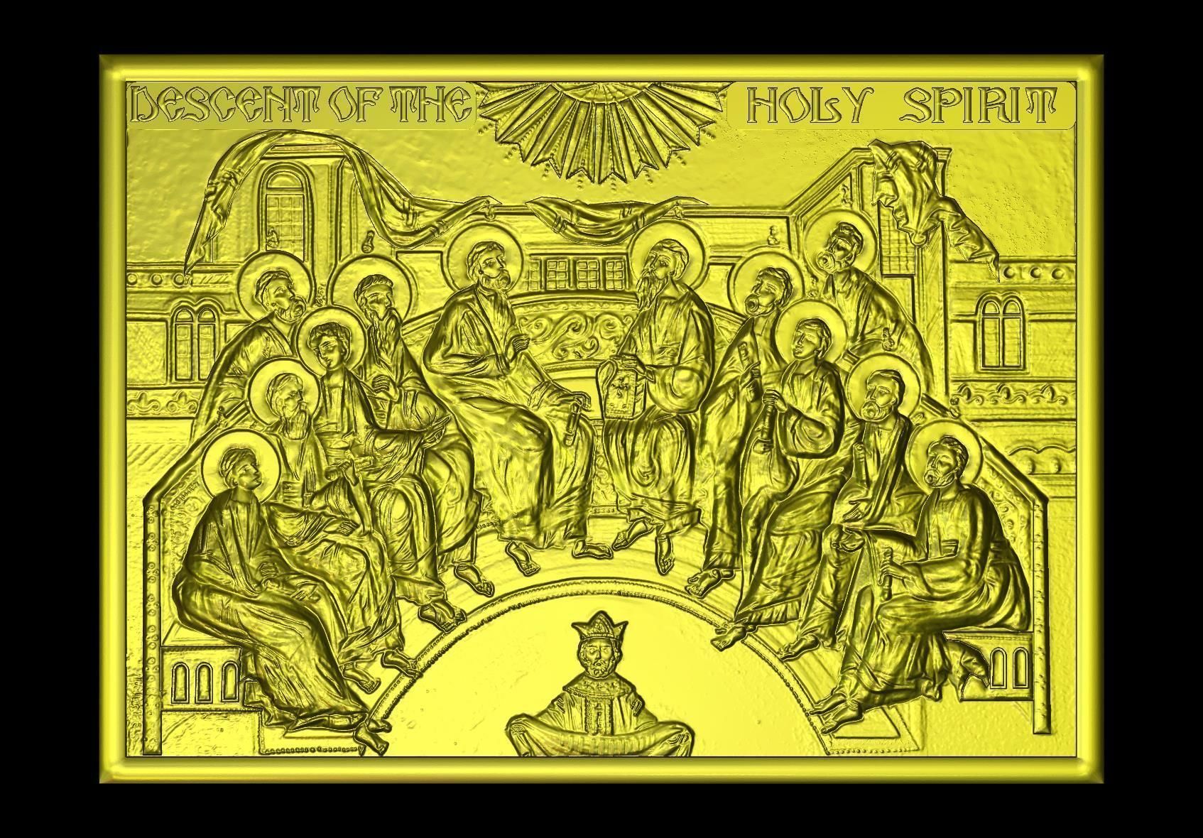 Descent Of The Holy Spirit STL File for CNC Relief engraving 3D model_11