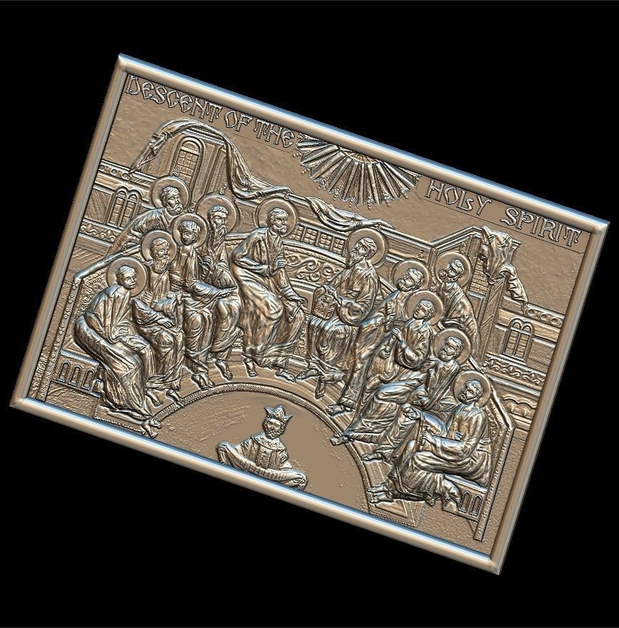 Descent Of The Holy Spirit STL File for CNC Relief engraving 3D model_1