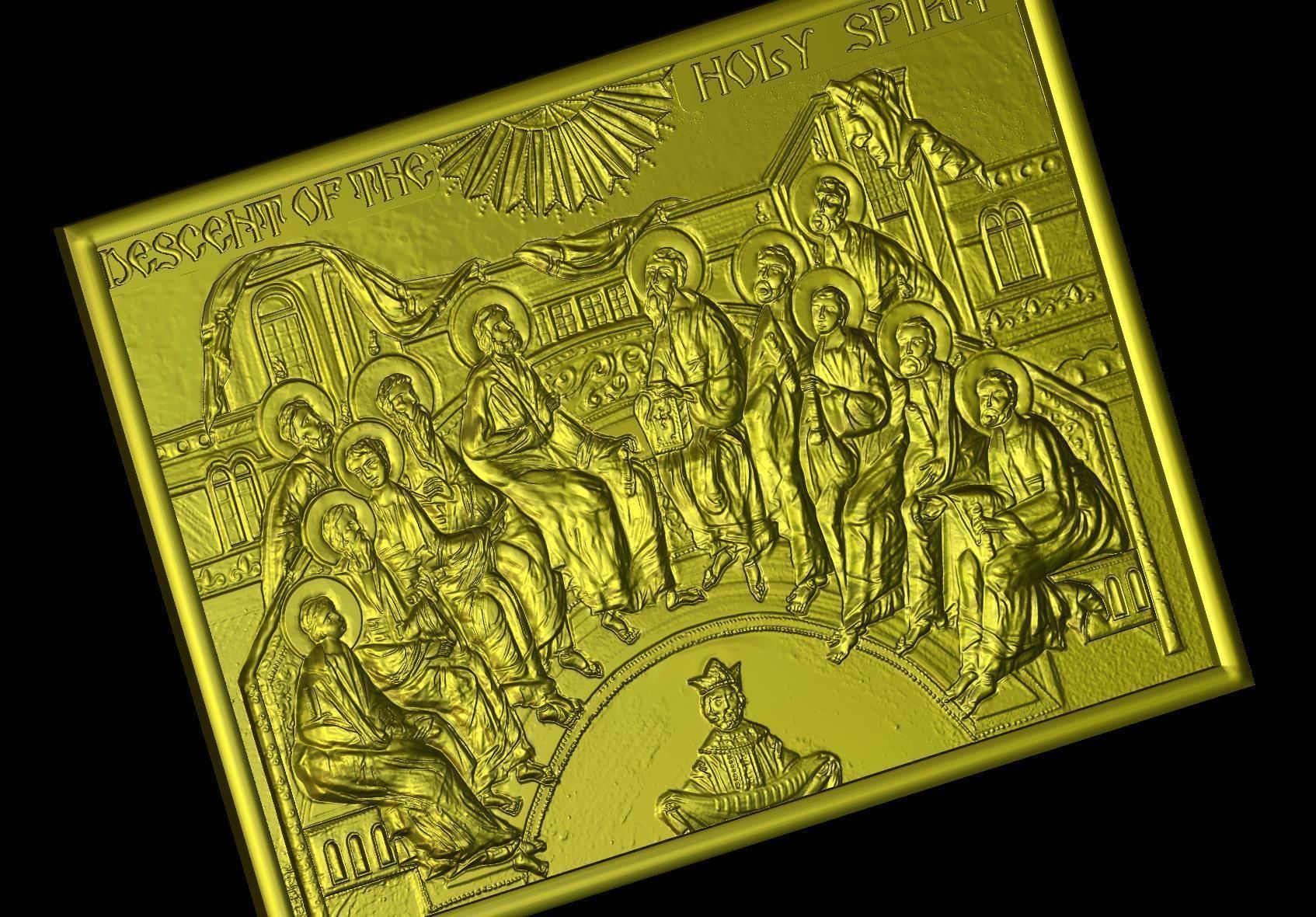 Descent Of The Holy Spirit STL File for CNC Relief engraving 3D model_14