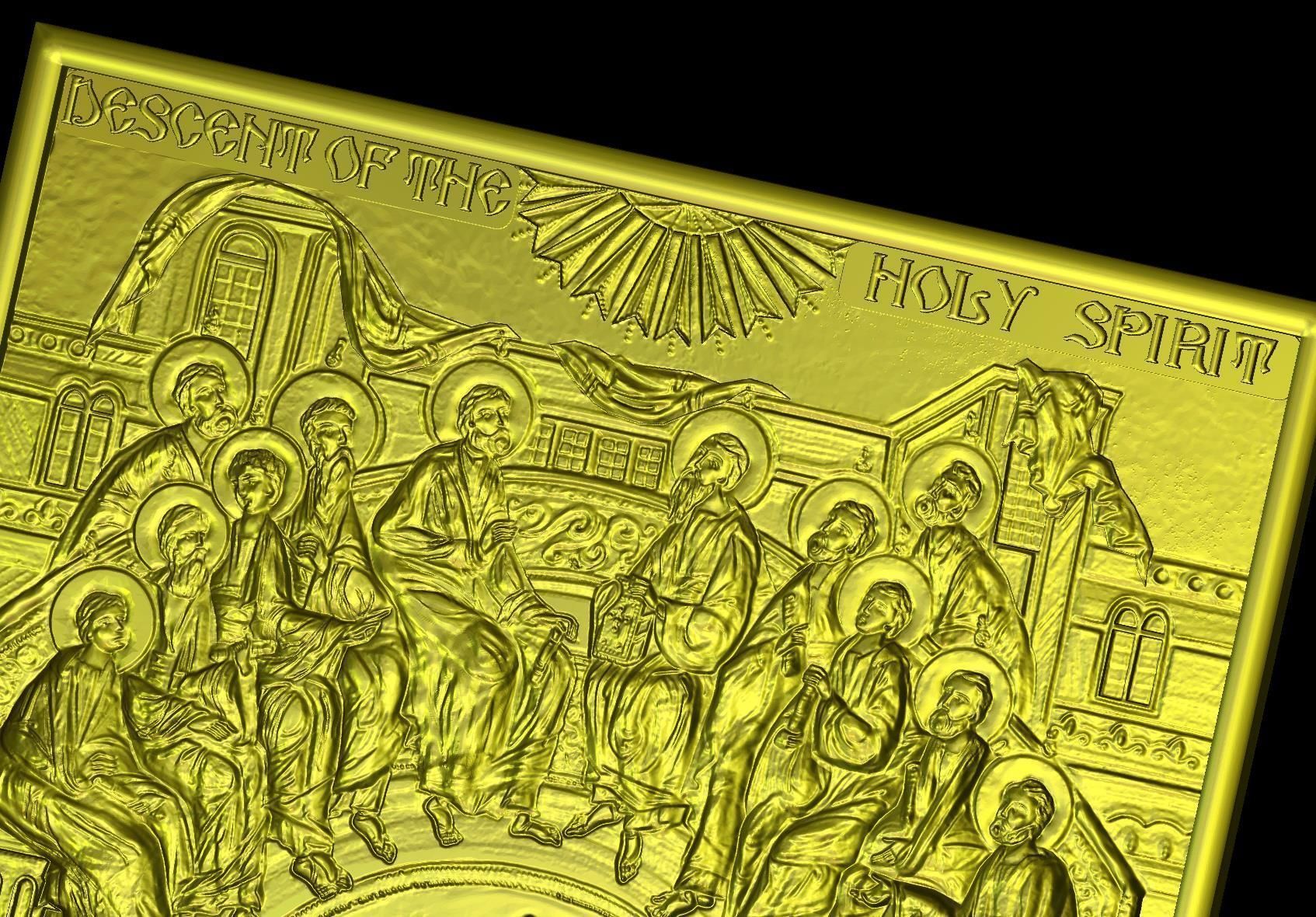 Descent Of The Holy Spirit STL File for CNC Relief engraving 3D model_12